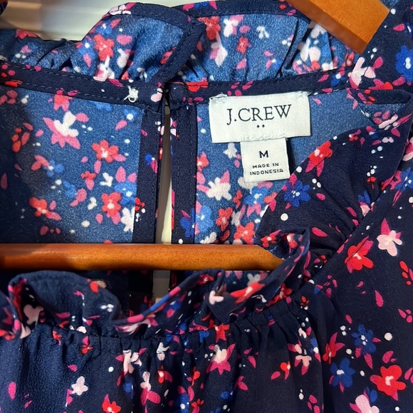 J Crew Navy Flower Print Blouse, M - Picture 2 of 3